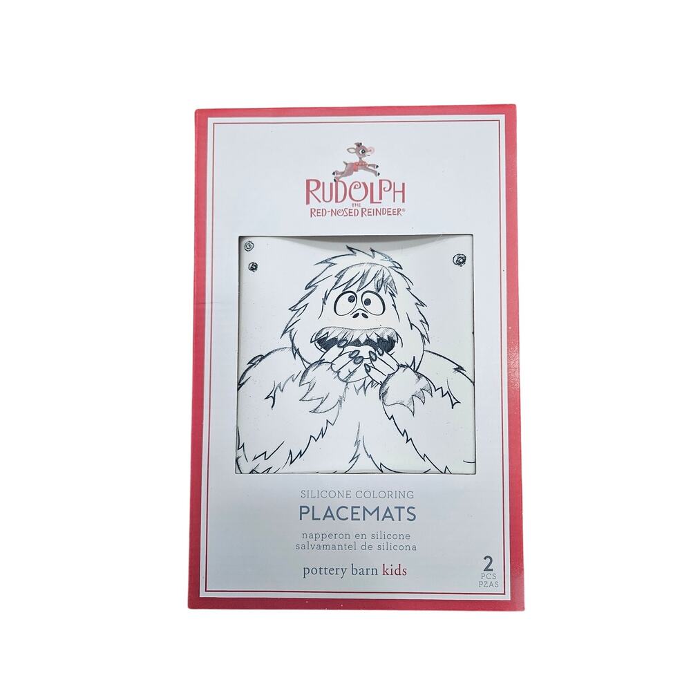 Pottery barn kids rudolph red nose reindeer silicone coloring placemat reusable